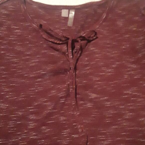 Womens Sz S Burgandy Lace Up Front Long Sleeve Y2K 90s Grunge Silverwear Top - Picture 7 of 9